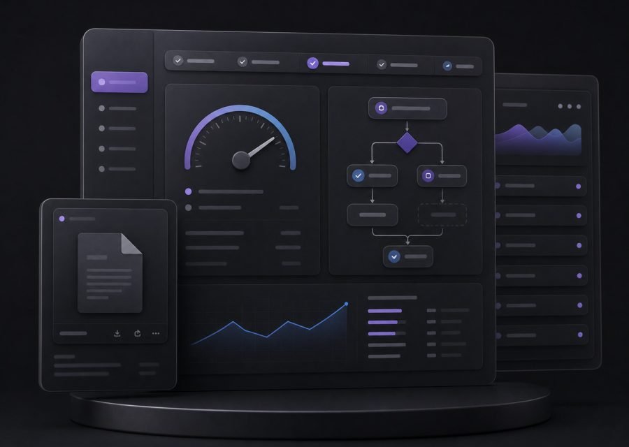 Dark-mode lending and underwriting platform interface